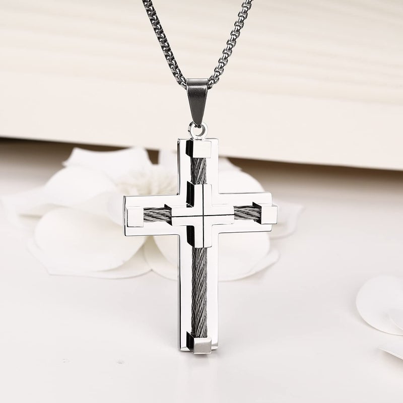 Yonhon Cross Necklace for Men Stainless Steel - Image 3
